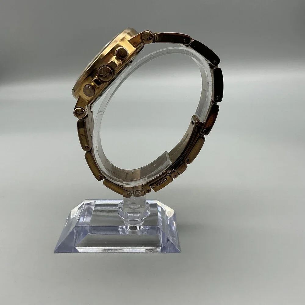 Michael Kors Womens Watch 38mm Gold Tone Chronograph MK-5223 New Battery 7" - Picture 3 of 13